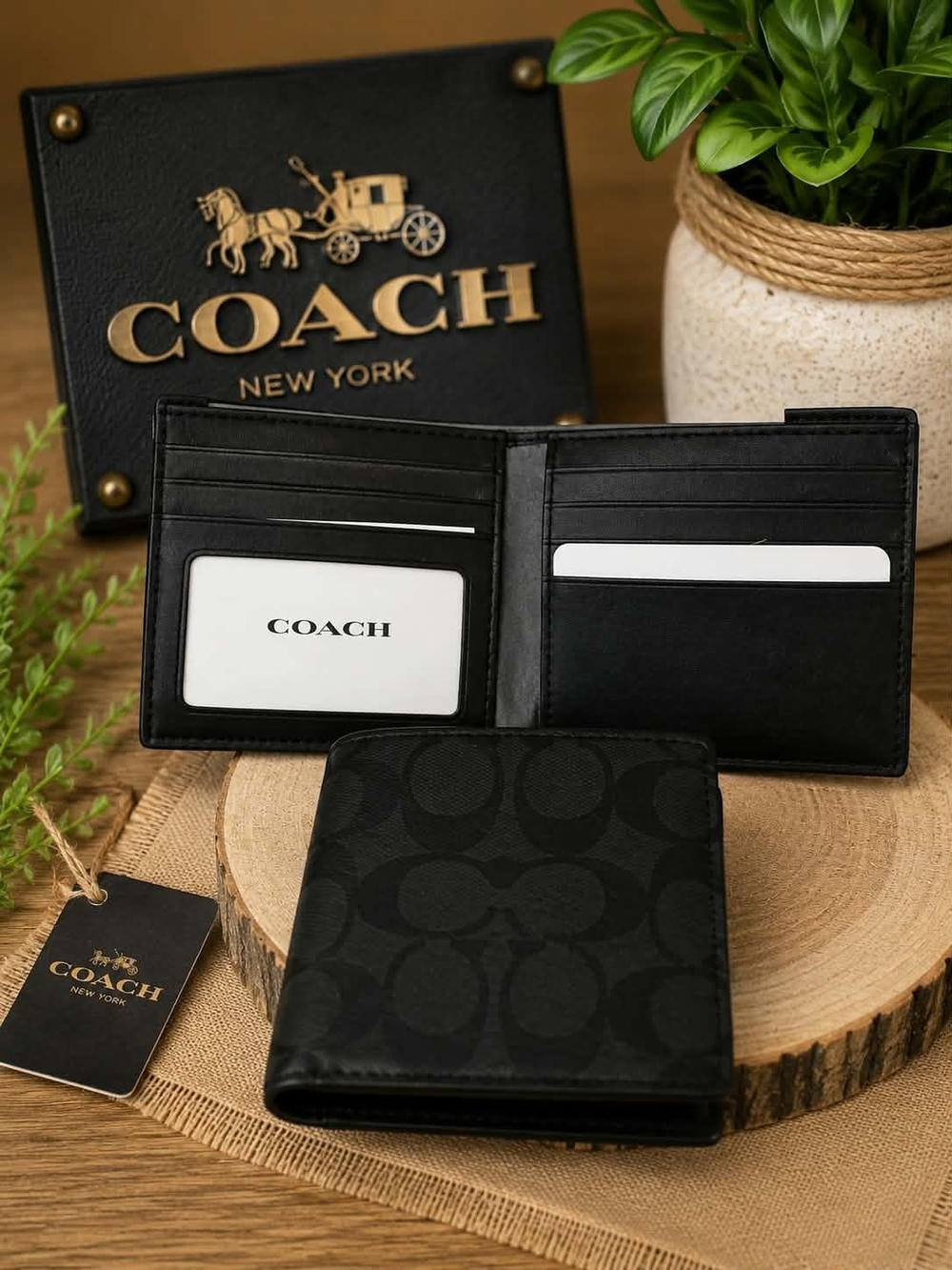 COACH Men's Black Signature Card